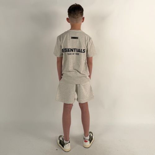 Fear of God Essentials Light Oatmeal Summer Set Kids