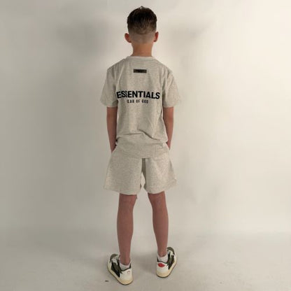 Fear of God Essentials Light Oatmeal Summer Set Kids